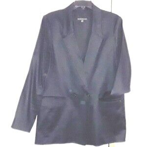Banana Republic Women's Size 14 Blazer Linen-Blend Two-Button Lined Black